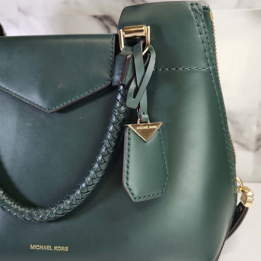 Michael Kors Green Blakely Leather Satchel Handbag - Picture 7 of 14